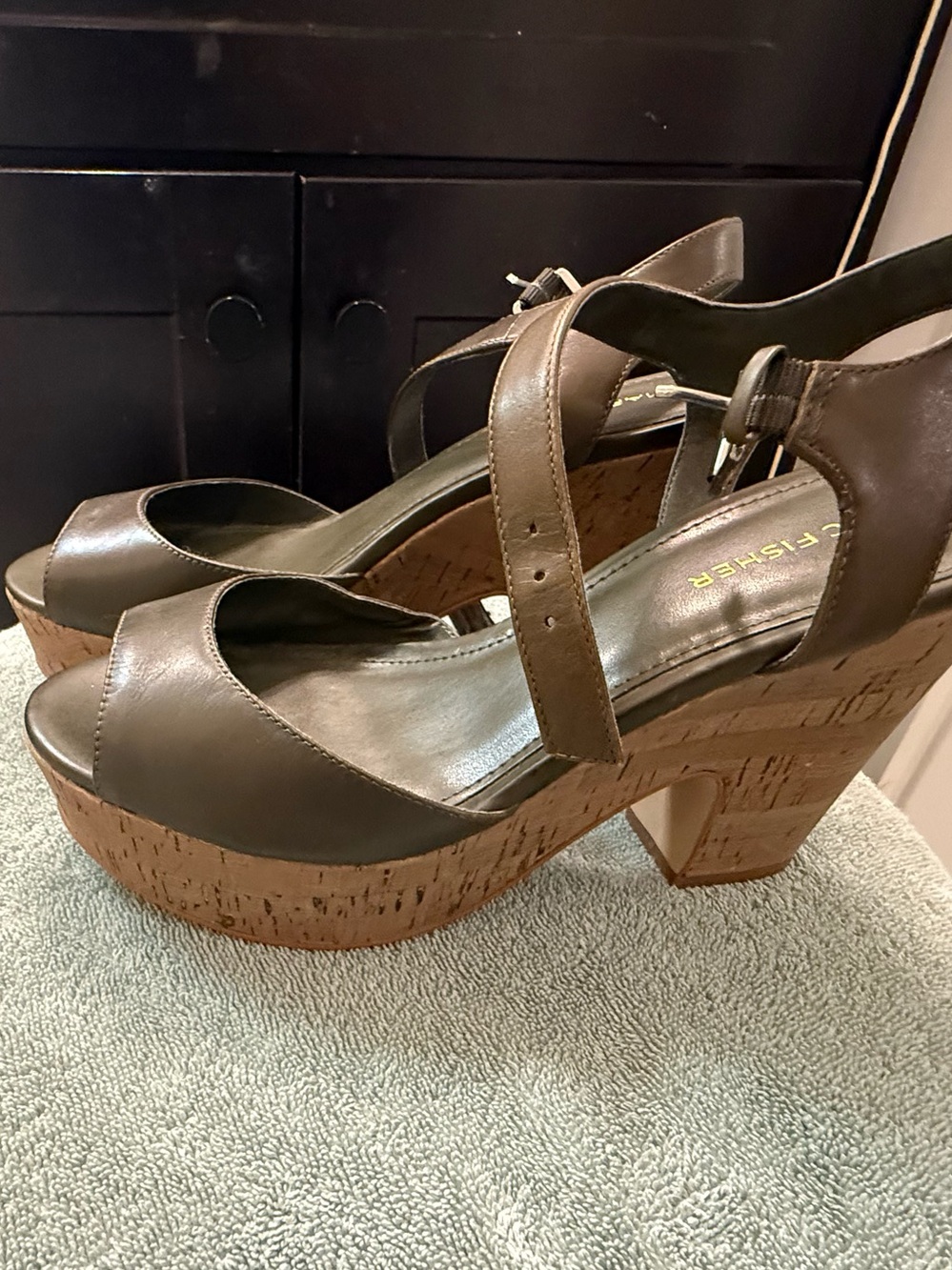 Marc Fisher Olive Platform Cork Sandal